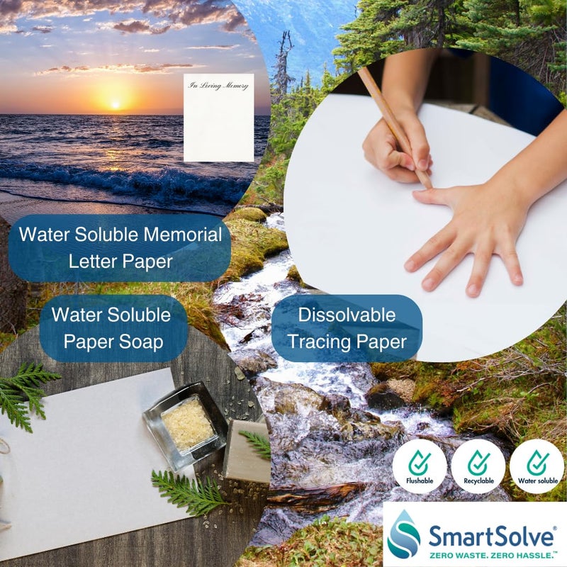SmartSolve 2 pt. Water-Soluble Bio-Based Paper | Dissolves Quickly in Water | Biodegradable | Eco-Friendly | Tracing, Sewing Patterns, Crafts | Letter Size 8.5â€ x 11â€ | Pack of 25 White Sheets - Image 4